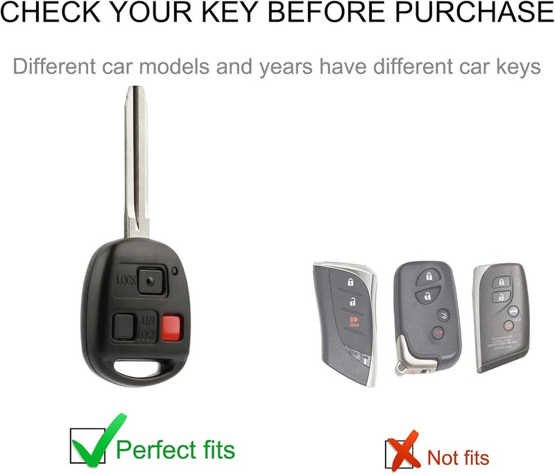 CACARLIKE for Lexus Key Fob Cover with Lexus Keychain, Fob Case Compatible with 2000-2006 ES GS is LS SC GX470 RX300 RX330 RX350 Smart Protector - Image 2